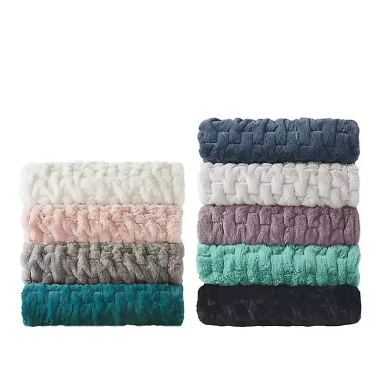 Blankets & Throws>Kirklands Home Ruched Faux Fur Throw Gray