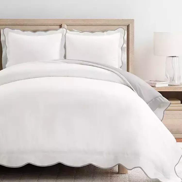 Kirklands Home Gray Scallop Edge 3-pc. Full/Queen Duvet Cover Set Sale