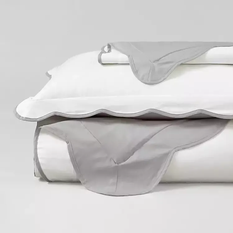 Kirklands Home Gray Scallop Edge 3-pc. King Duvet Cover Set Outlet