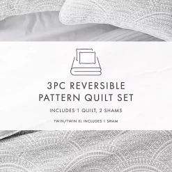 Kirklands Home Gray Scalloped Reversible 3-pc. Queen Quilt Set Discount
