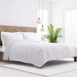 Kirklands Home Gray Scalloped Reversible 3-pc. King Quilt Set
