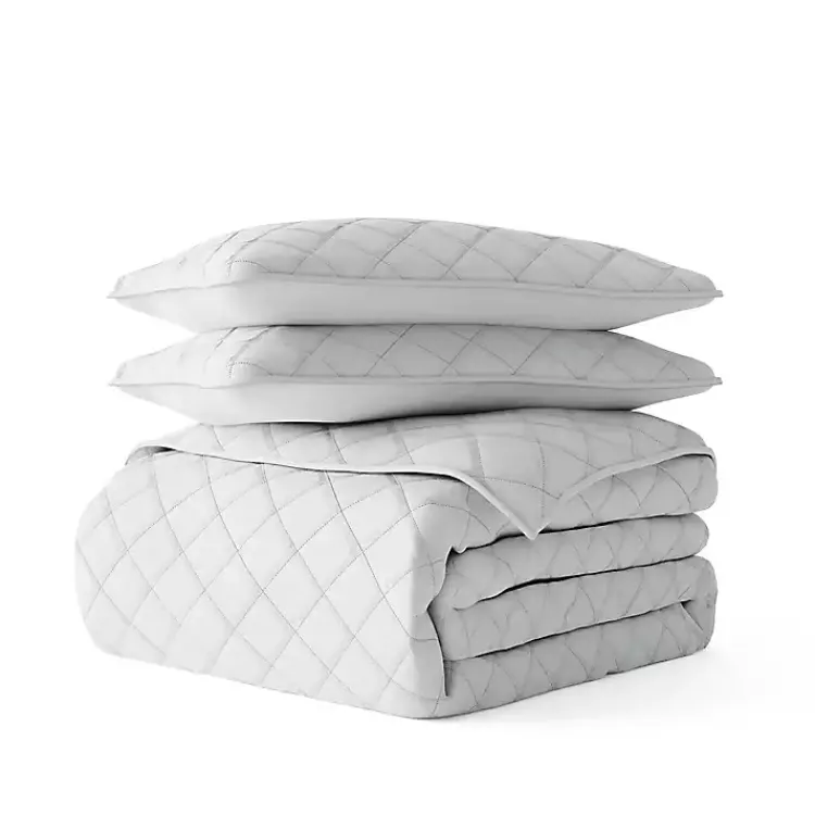 Kirklands Home Stitched Diamond 2-pc. Twin Quilt Set Gray New