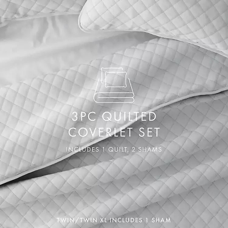 Kirklands Home Stitched Diamond 2-pc. Twin Quilt Set Gray New