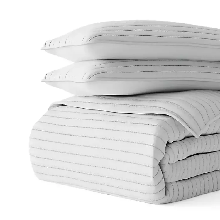 Kirklands Home Stitched Stripes 3-pc. King Quilt Set Gray Hot