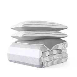 Kirklands Home Gray Striped Reversible 3-pc. Queen Quilt Set Outlet