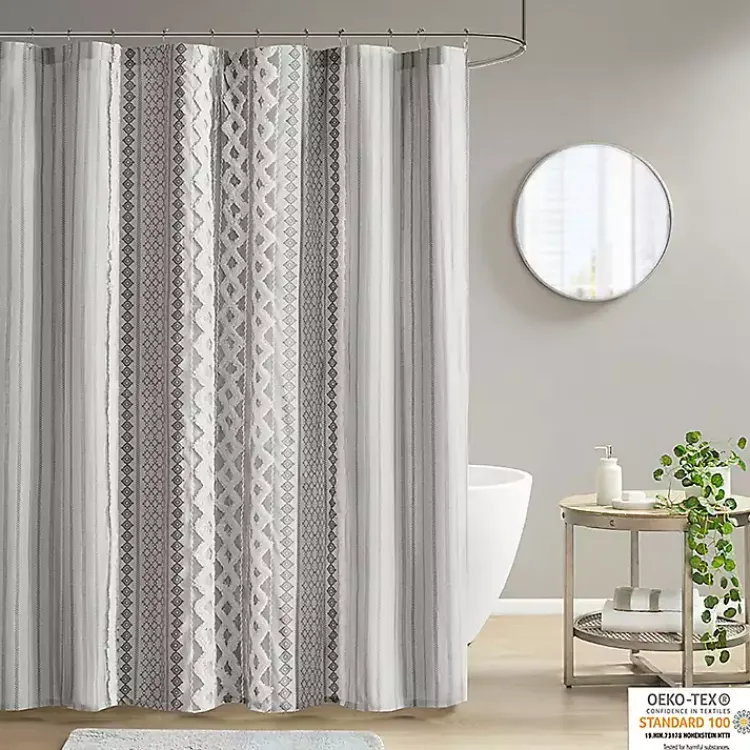 Kirklands Home Textured Chenille Shower Curtain Gray Sale