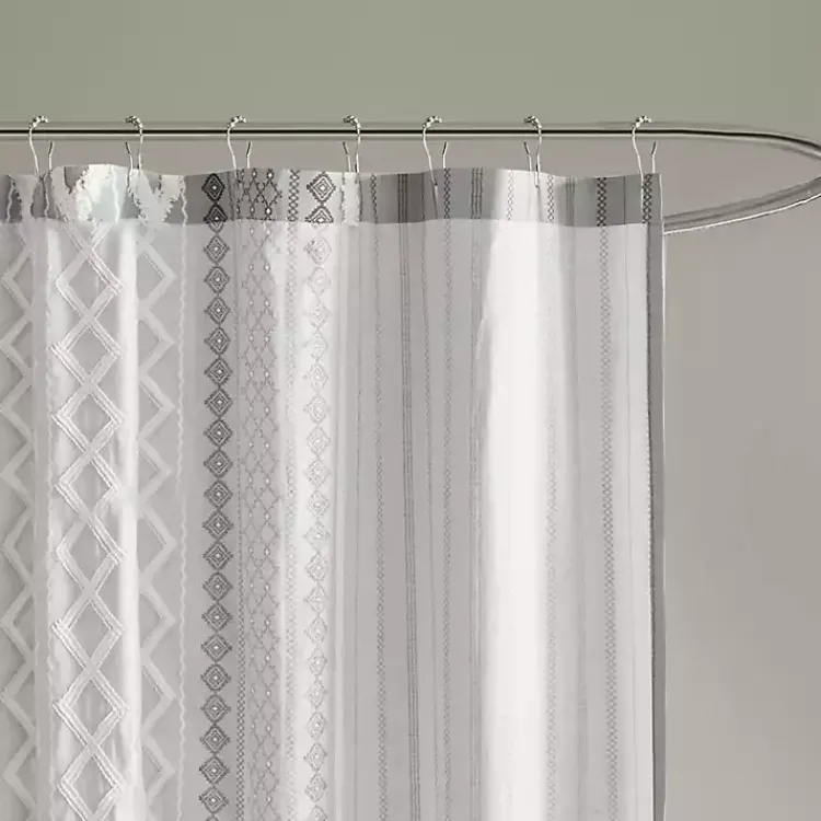 Kirklands Home Textured Chenille Shower Curtain Gray Sale