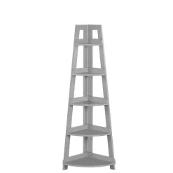 Kirklands Home Gray 5-Tier Corner Ladder Bookshelf Clearance