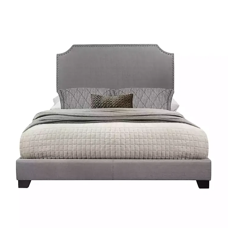 Kirklands Home Upholstered Channing King Bed Gray Outlet