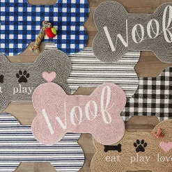 Kirklands Home Gray Woof Bone Pet Bowl Mat Hot