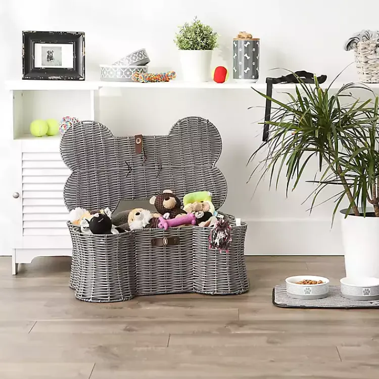 Baskets & Boxes>Kirklands Home Woven Bone Shaped Basket, 24 in. Gray