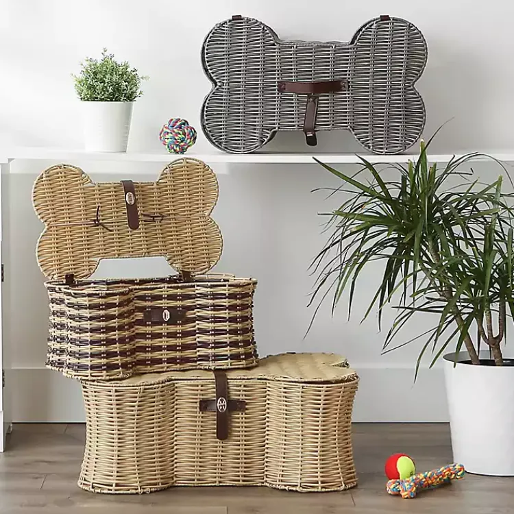 Baskets & Boxes>Kirklands Home Woven Bone Shaped Basket, 24 in. Gray