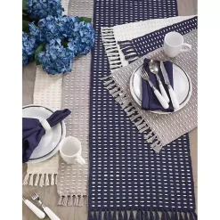 Kirklands Home Woven Dash Cotton Table Runner Gray Outlet