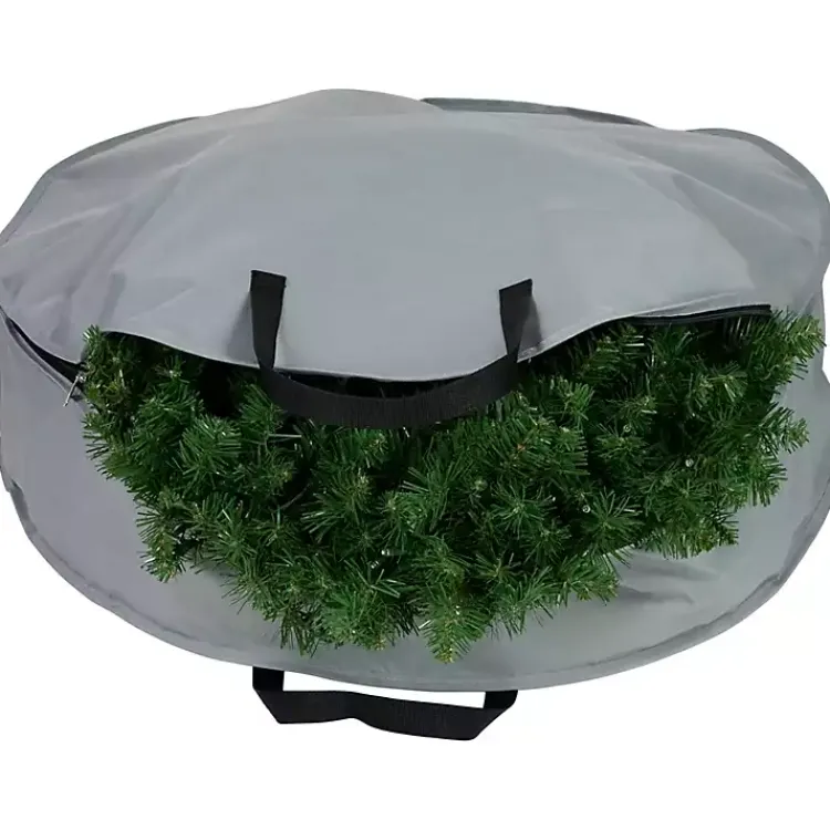Seasonal Storage>Kirklands Home Wreath Storage Bag, 30 in. Gray