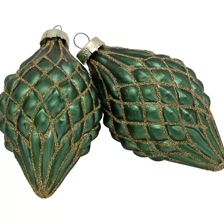 Christmas Ornaments>Kirklands Home Green & Gold Onion & Finial Ornaments, Set of 4