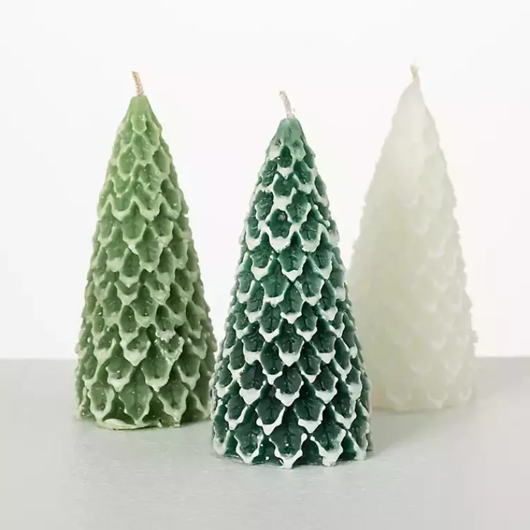 Christmas Decorations>Kirklands Home Green & White Pine Tree Candle Set