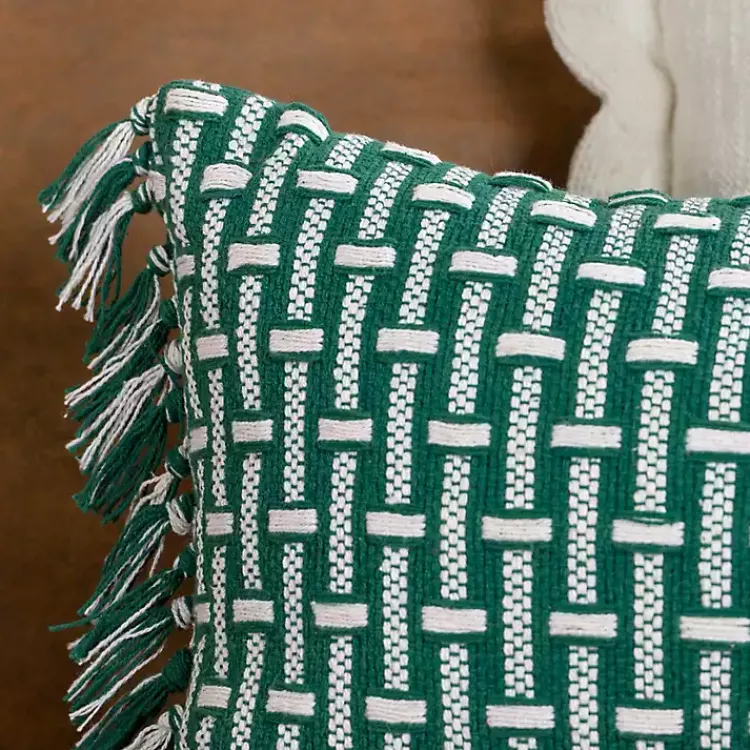 Pillows>Kirklands Home Green Basket Weave Lumbar Pillow