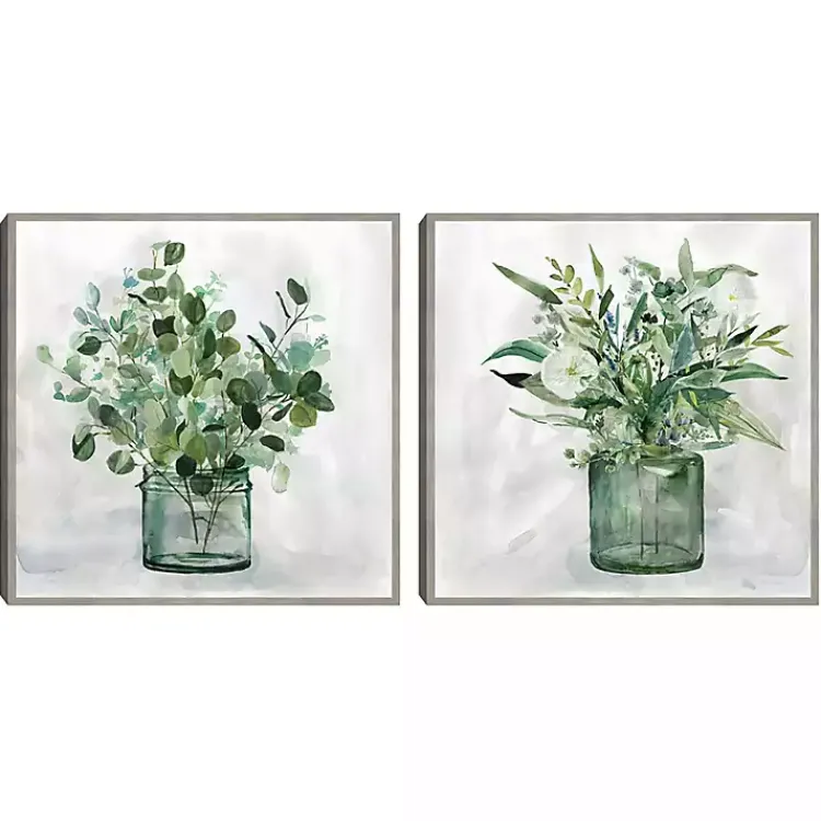 Kirklands Home Green Garden 2-pc. Framed Canvas Art Print Set Gray Clearance