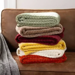 Blankets & Throws>Kirklands Home Heavenly Herringbone Plush Throw Green