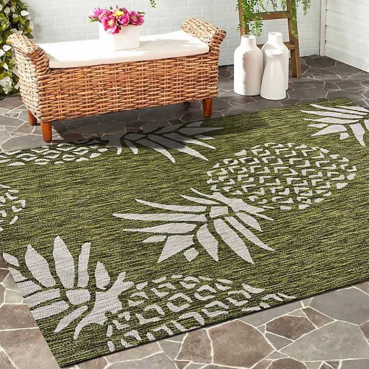 Kirklands Home Green Pineapple Outdoor Area Rug, 7x9 Online