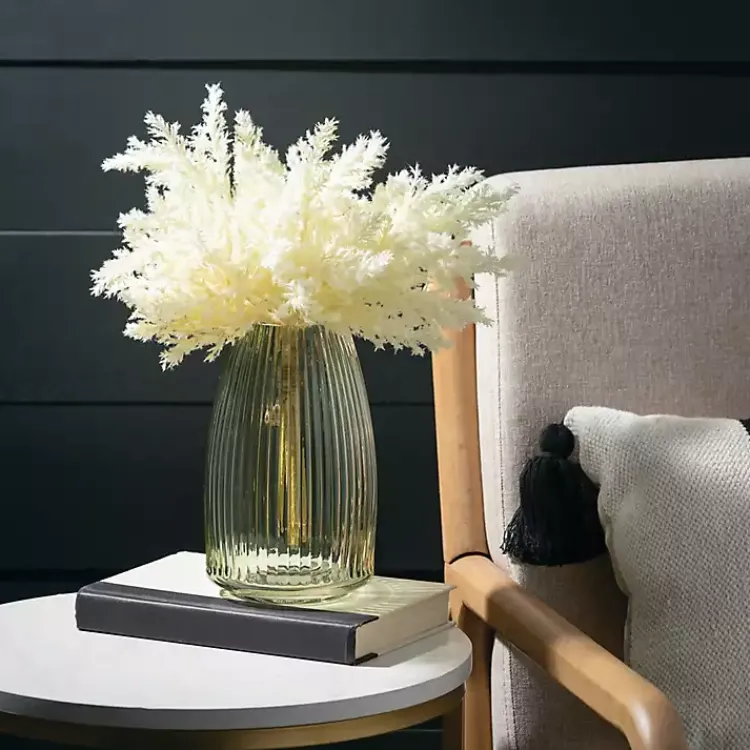 Vases>Kirklands Home Round Ribbed Glass Vase Green