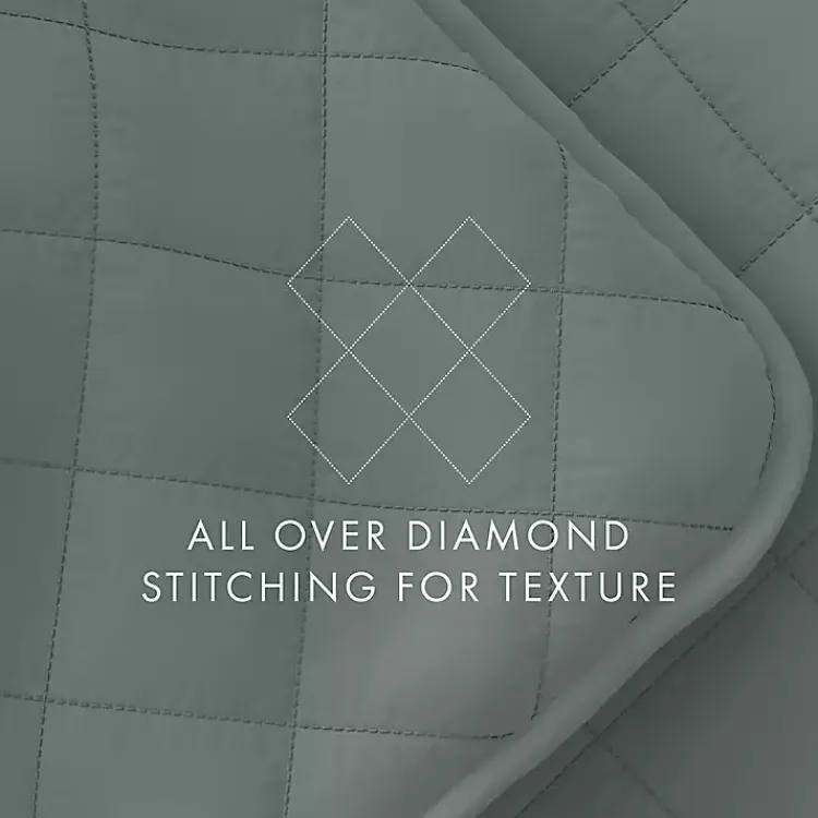 Kirklands Home Stitched Diamond 3-pc. King Quilt Set Green Hot