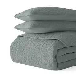 Kirklands Home Stitched Floral 3-pc. Queen Quilt Set Green Outlet