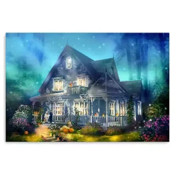 Halloween>Kirklands Home Halloween Mansion Canvas Art Print, 24x36 Blue