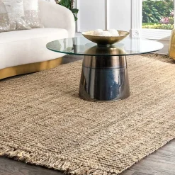 Kirklands Home Hand Woven Chunky Loop Natural Jute Area Rug, 5x7 Tan Sale
