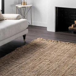 Kirklands Home Hand Woven Looped Natural Jute Area Rug, 12x15 New