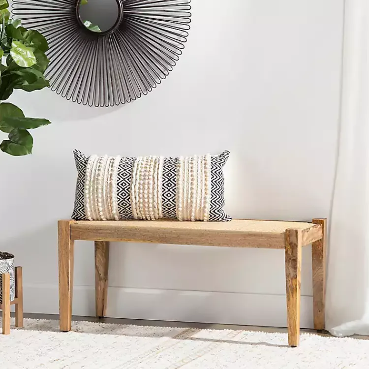 Kirklands Home Handwoven Rattan Cane and Mango Wood Bench Sale