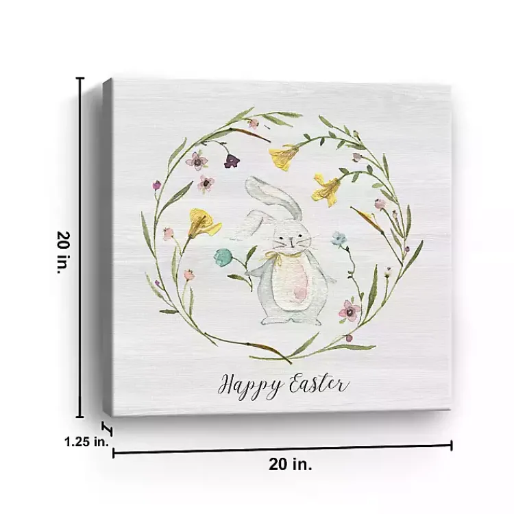 Easter Decorations>Kirklands Home Happy Easter Bunny Wreath Canvas Art Print