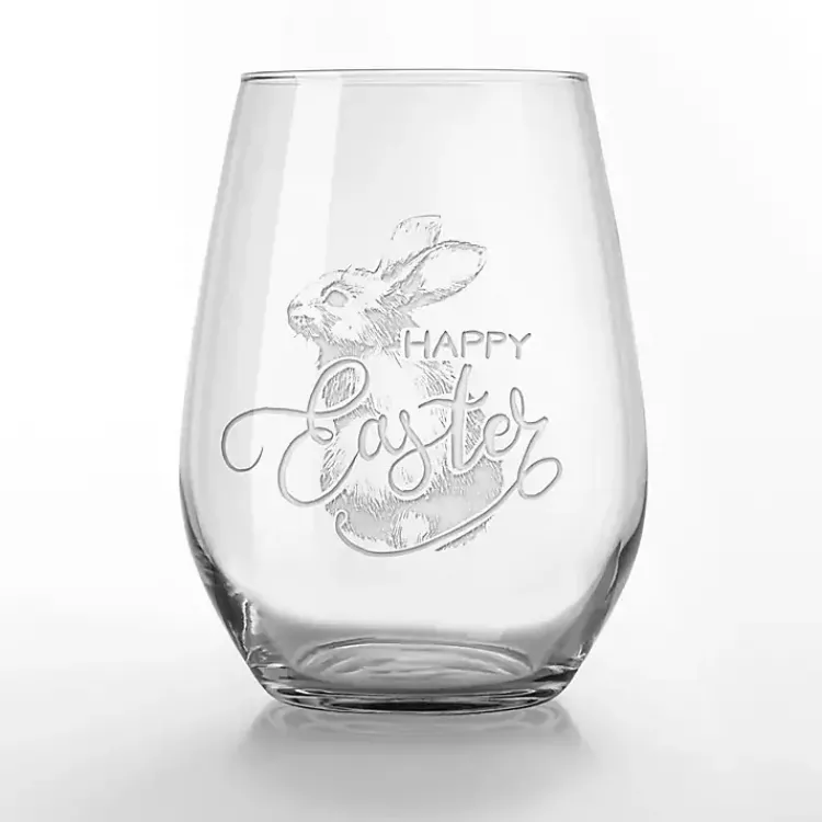 Easter Decorations>Kirklands Home Happy Easter Engraved 2-pc. Wine Glass Set Clear