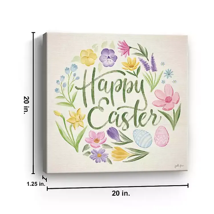 Easter Decorations>Kirklands Home Happy Easter Floral Egg Wreath Canvas Art Print