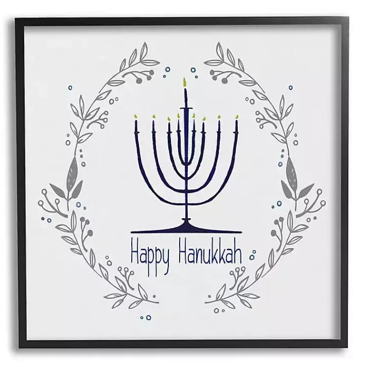 Hanukkah Decorations>Kirklands Home Happy Hanukkah Wreath Framed Art Print