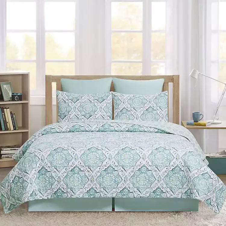 Kirklands Home Harlen Mosaic 3-pc. Full/Queen Quilt Set Blue New