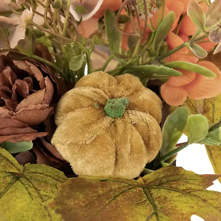 Fall>Kirklands Home Harvest Floral and Pumpkin Arrangement Green
