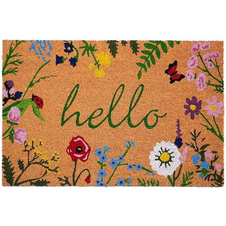 Kirklands Home Hello Wildflower Doormat Clearance