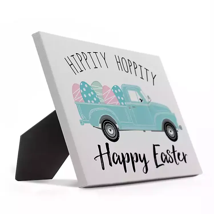Easter Decorations>Kirklands Home Hippity Hoppity Blue Truck Easel Back Canvas