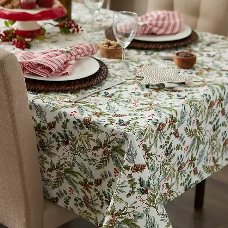 Christmas Dining & Entertaining>Kirklands Home Holiday Berries Tablecloth, 52 in.