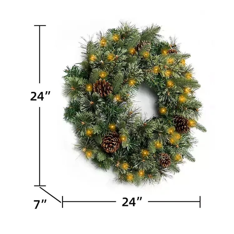 Wreaths>Kirklands Home Holiday Pine Needle Cabin Pre-Lit Wreath