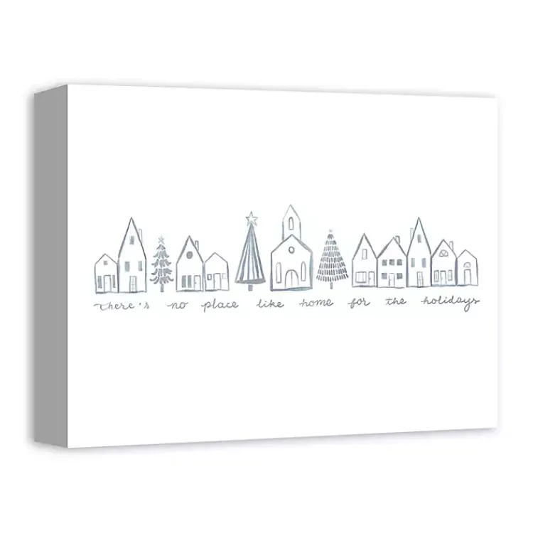 Christmas Art & Wall Decor>Kirklands Home Home for the Holidays Village Canvas Art Print White