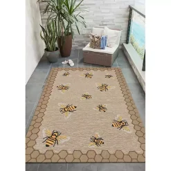 Kirklands Home Honeycomb Bees Outdoor Area Rug, 5x7 Hot