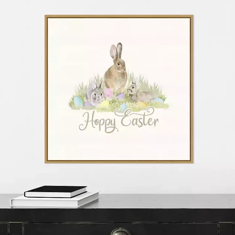 Easter Decorations>Kirklands Home Hoppy Easter Bunnies Framed Canvas Art Print