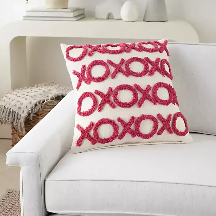 Valentines Day Decorations>Kirklands Home Hot Pink Tufted XOXO Pillow