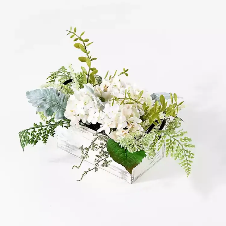 Arrangements & Greenery>Kirklands Home Hydrangea Arrangement in White Planter