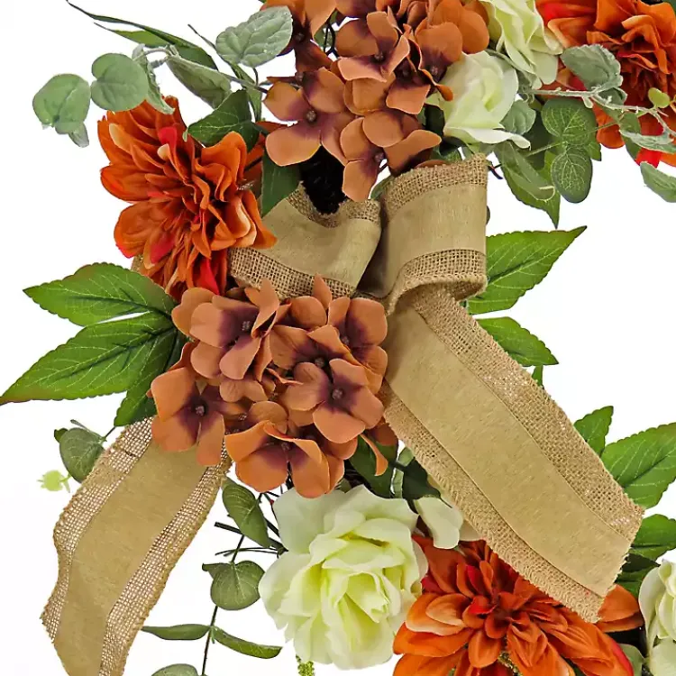 Wreaths>Kirklands Home Hydrangeas and Roses Harvest Wreath
