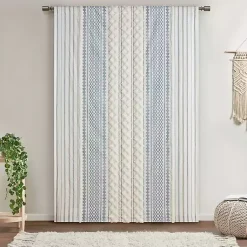 Kirklands Home Imani Chenille Stripe Curtain Panel, 84 in. Blue Sale