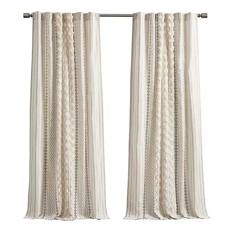 Kirklands Home Imani Cream Chenille Stripe Curtain Panel, 84 in. Ivory Online