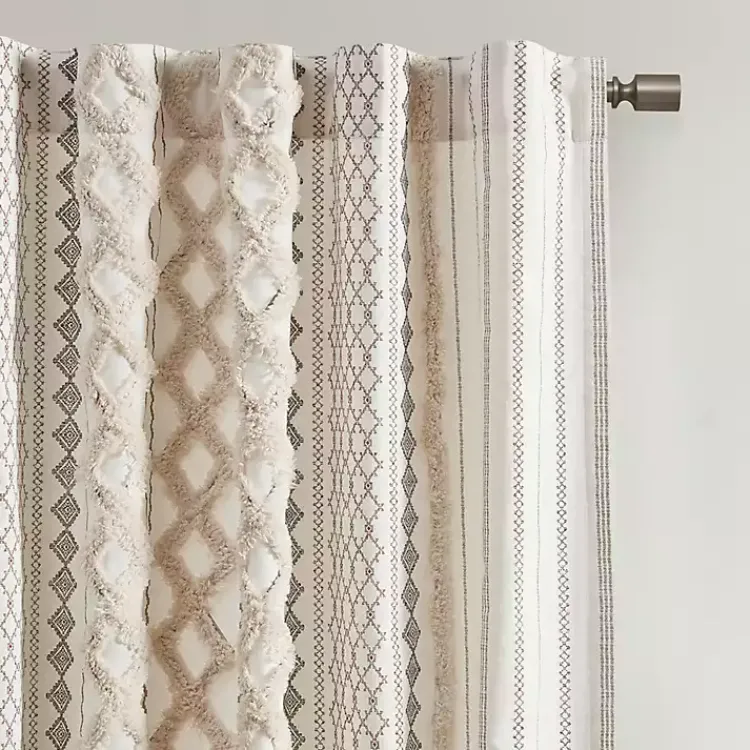 Kirklands Home Imani Cream Chenille Stripe Curtain Panel, 84 in. Ivory Online
